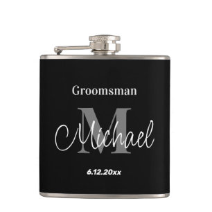Elegante minimalistische gepersonaliseerde groomsm heupfles