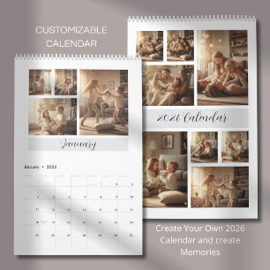 Elegante Minimalistische Gezinsfotokalender 2026 Kalender