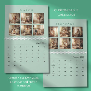 Elegante Minimalistische Gezinsfotokalender 2026 Kalender