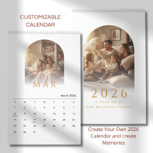 Elegante Minimalistische Gezinsfotokalender 2026 Kalender