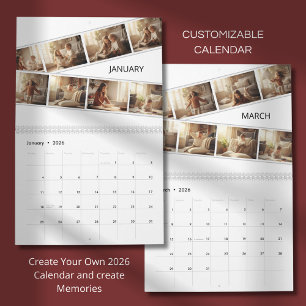 Elegante Minimalistische Gezinsfotokalender 2026 Kalender