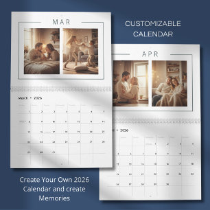 Elegante Minimalistische Gezinsfotokalender 2026 Kalender