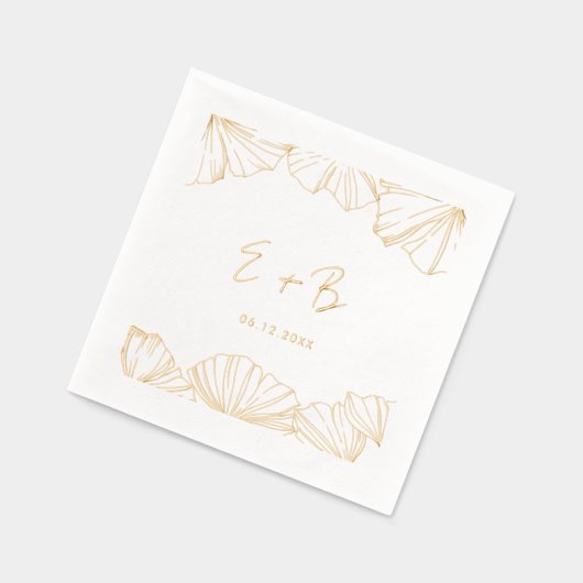 Elegante minimalistische Ginkgo Biloba bruiloft go Folie Servetten (Links)