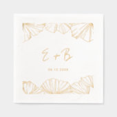 Elegante minimalistische Ginkgo Biloba bruiloft go Folie Servetten (Voorkant)