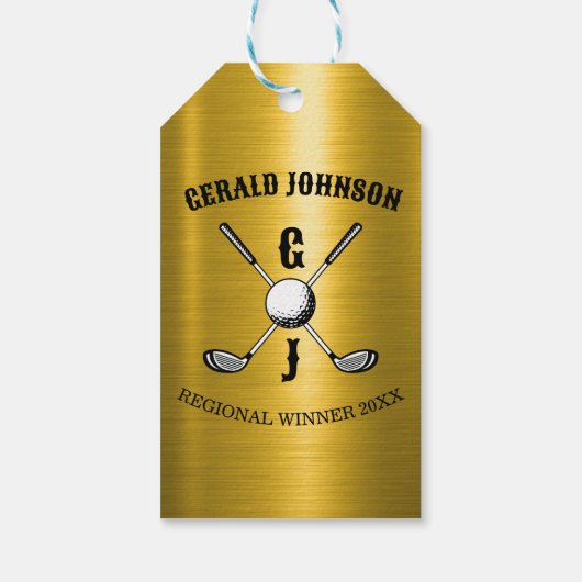 Elegante minimalistische golf monogr... cadeaulabel (Achterkant)