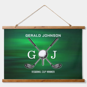 Elegante minimalistische Golf Monogram Design Hang Hangend Wandkleed