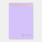 Elegante minimalistische gouden accentlavendel post-it® notes (Voorkant)