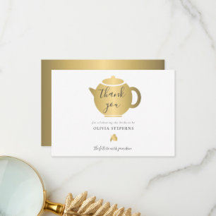 Elegante Minimalistische Gouden Bruidsontbijt Thee Bedankkaart