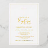 Elegante minimalistische gouden doop & doop folie uitnodiging (Voorkant)