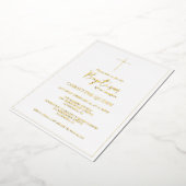 Elegante minimalistische gouden doop & doop folie uitnodiging (Gedraaid)