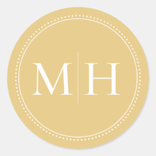Elegante Minimalistische Gouden Monogram Gestippel Ronde Sticker