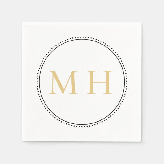 Elegante Minimalistische Gouden Monogram Trouw Servet (Voorkant)