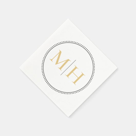 Elegante Minimalistische Gouden Monogram Trouw Servet (Hoek)