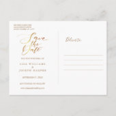 Elegante Minimalistische Gouden Script Bewaar de D Briefkaart (Achterkant)