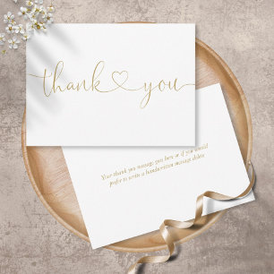 Elegante Minimalistische Gouden Script Hart Bedankkaart