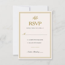 Elegante Minimalistische Gouden Trouw-RSVP-Kaart