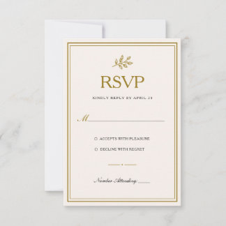 Elegante Minimalistische Gouden Trouw-RSVP-Kaart RSVP Kaartje
