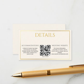 Elegante Minimalistische Gouden Trouwdetails Bijla Informatiekaartje