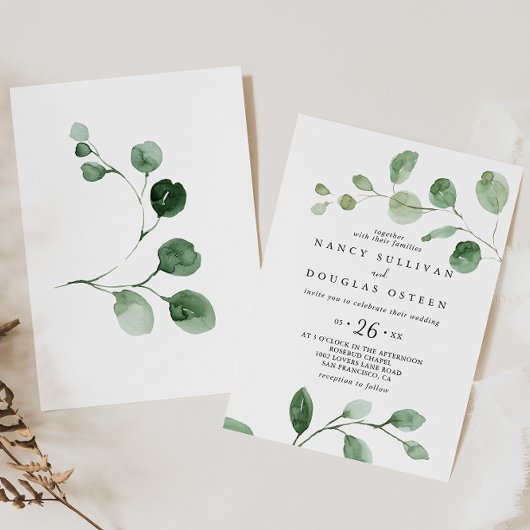 Elegante Minimalistische Groene Eucalyptus Casual Kaart