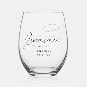Elegante minimalistische groomsman wijnglas zonder voet