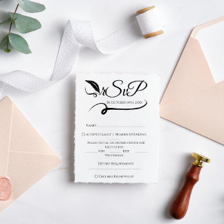 Elegante minimalistische handgeschreven bruiloft R RSVP Kaartje
