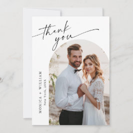 Elegante minimalistische handschrift bruiloft 2 fo bedankkaart