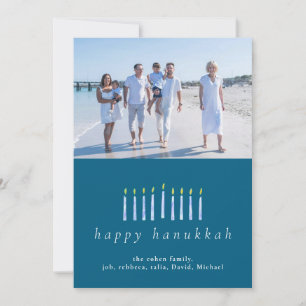 Elegante minimalistische Happy Hanukkah familie 1 Feestdagenkaart