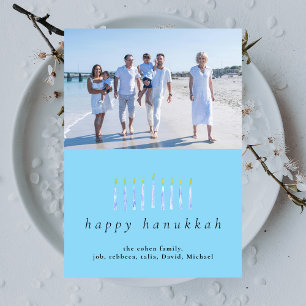Elegante minimalistische Happy Hanukkah familie 1  Feestdagenkaart
