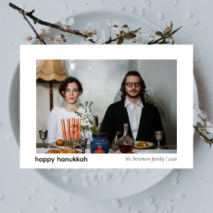 Elegante minimalistische Happy Hanukkah familie 1  Feestdagenkaart