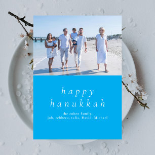 Elegante minimalistische Happy Hanukkah familie 1  Feestdagenkaart