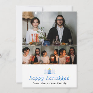 Elegante minimalistische Happy Hanukkah familie 4  Feestdagenkaart
