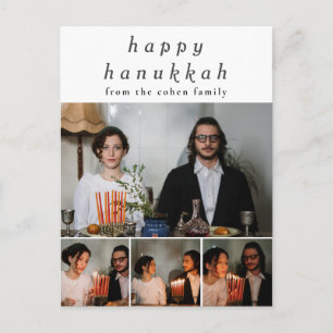 Elegante minimalistische Happy Hanukkah familie 4 Feestdagenkaart