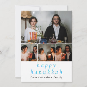 Elegante minimalistische Happy Hanukkah familie 4  Feestdagenkaart
