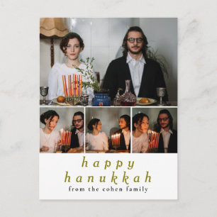 Elegante minimalistische Happy Hanukkah familie 4 Feestdagenkaart