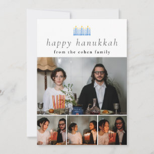 Elegante minimalistische Happy Hanukkah familie 4  Feestdagenkaart