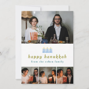 Elegante minimalistische Happy Hanukkah familie 4  Feestdagenkaart