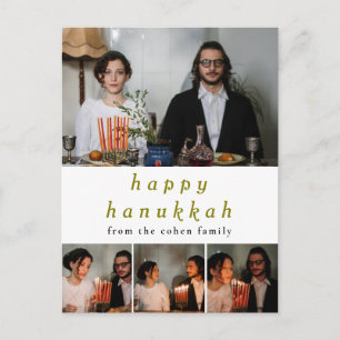 Elegante minimalistische Happy Hanukkah familie 4 Feestdagenkaart