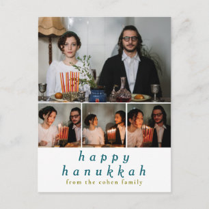Elegante minimalistische Happy Hanukkah familie 4  Feestdagenkaart