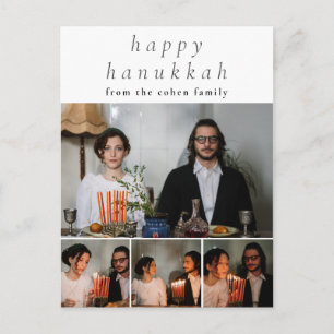 Elegante minimalistische Happy Hanukkah familie 4  Feestdagenkaart