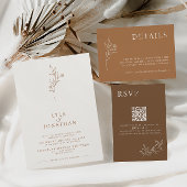 Elegante minimalistische ivoor & roest bloemenbrui kaart