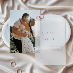 Elegante minimalistische ivoren bruiloft vellum ui uitnodigingen