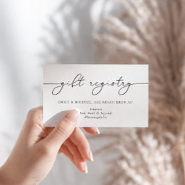 Elegante minimalistische kalligrafie cadeau regist informatiekaartje