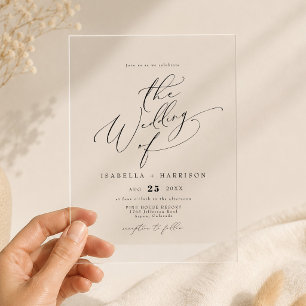 Elegante Minimalistische Kalligrafie Script Bruilo Acryl Uitnodigingen