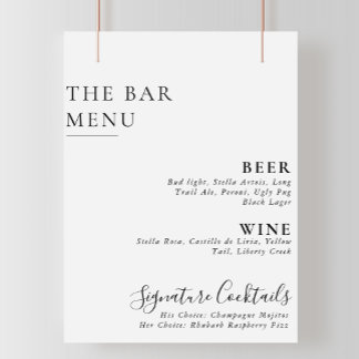 Elegante minimalistische kalligrafie trouwbar menu poster