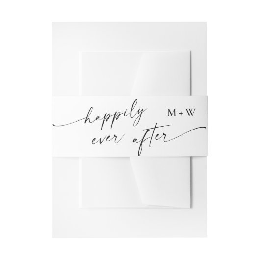 Elegante minimalistische kalligrafie zwart wit bru uitnodigingen wikkel (Voorkant Voorbeeld)