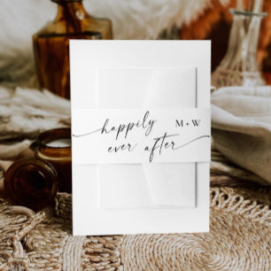 Elegante minimalistische kalligrafie zwart wit bru uitnodigingen wikkel