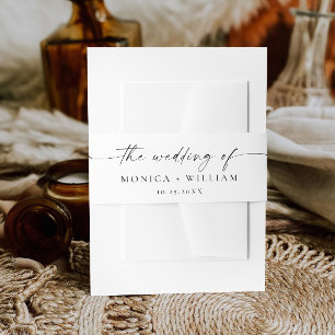 Elegante minimalistische kalligrafie zwart wit bru uitnodigingen wikkel