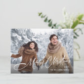 Elegante minimalistische kerst 2 foto QR code Feestdagenkaart (Staand voorkant)