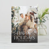 Elegante minimalistische kerst 2 foto QR code Feestdagenkaart (Staand voorkant)