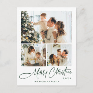 Elegante minimalistische kerst 3 foto groet briefkaart